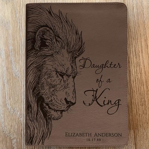 STARKENBURG COMPANY Personalized ESV Journaling Bible, Daughter of a King Lion Design, Custom Engraved Name, Christian Gift, Baptism Gift, Bible Gift for Her