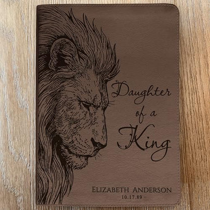 STARKENBURG COMPANY Personalized ESV Journaling Bible, Daughter of a King Lion Design, Custom Engraved Name, Christian Gift, Baptism Gift, Bible Gift for Her
