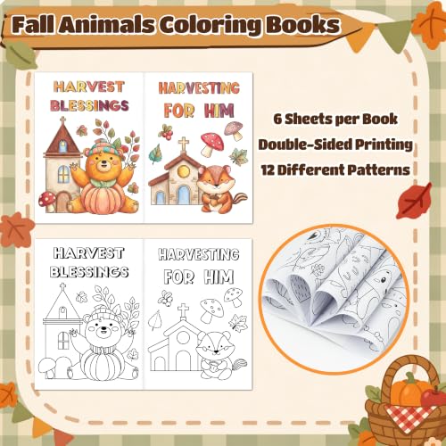 Dvbonike 24Pcs Fall Religious Animals Coloring Books DIY Color-in Pages - color: N-Fall Religious Animals