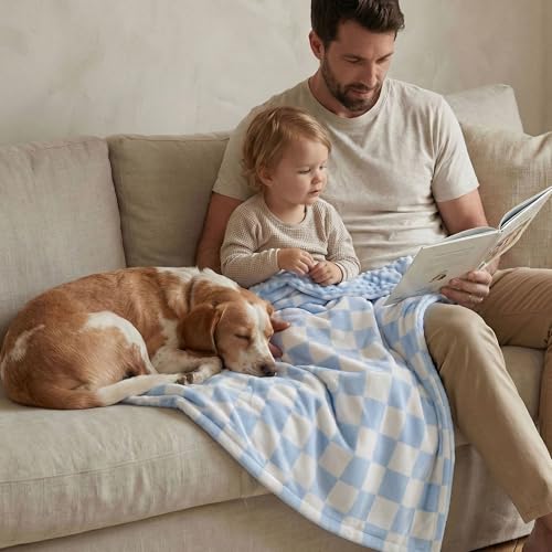 Fleece Baby Blankets for Girls & Boys, Infant Toddler Blanket - color: Checkered Blue