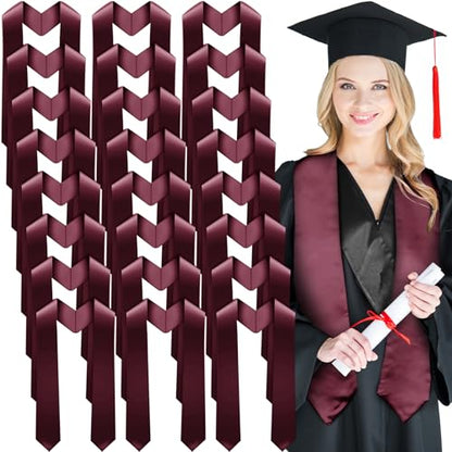 Geyoga 24 Pcs Graduation Stole Bulk Sublimation Blank 70 in - color: Maroon