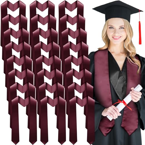 Geyoga 24 Pcs Graduation Stole Bulk Sublimation Blank 70 in - color: Maroon