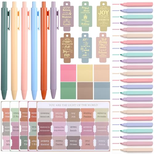 Funrous 95 Pcs Bible Study Supplies for Women Christian Bible Journaling Kit Religious Stick Note and Pens Church Index Tabs Religious Gifts Bulk for VBS Classroom Rewards Prizes Favors Supplies