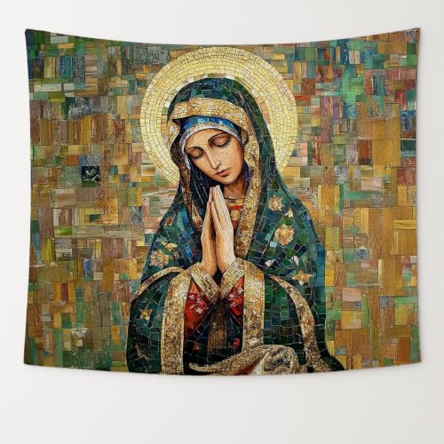 bitCNY Catholic Virgin Mary Mosaic Tapestry 50x60, Catholic Home Decor - color: Virgin Mary
