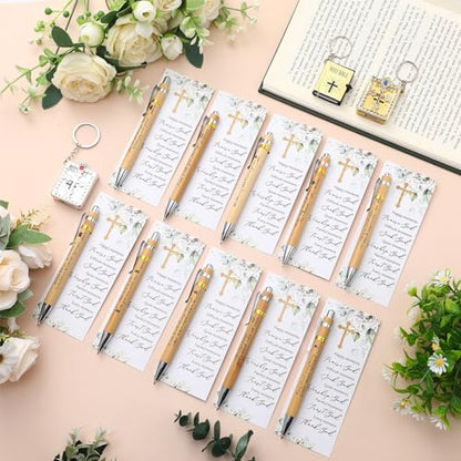 50 Sets Christian Religious Gifts Bible Verse Bamboo Pens