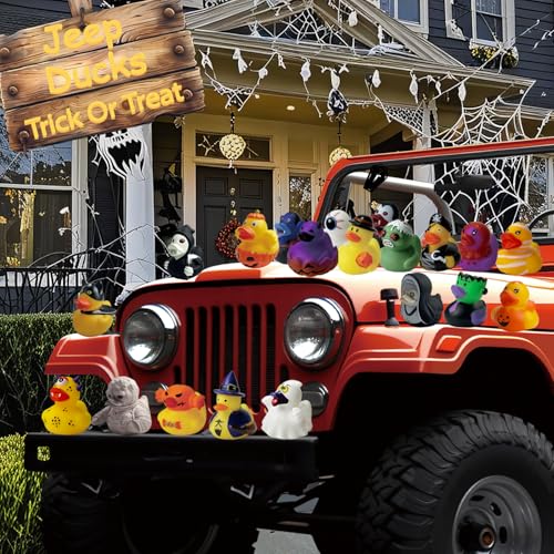 SQZUWIT 48 PCS Bulk Halloween Rubber Ducks Jeep Ducking Party Favors