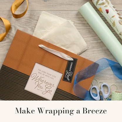 Christian Art Gifts Large Grad Gift Bag with Tissue Paper, Wherever You Go - color: Wherever You Go/Brown & Charcoal, style: Large Landscape