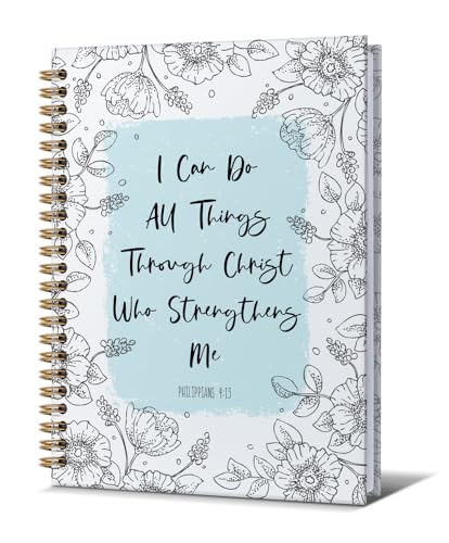 Prayer Journal for Women- Christian Bible Notebooks for Women Men,Inspirational Art Gifts for Church Members,I Can Do All Things Gold Spiral Bound Hardcover Bible Journaling,5.8"x8.3" - color: Bible 4:13