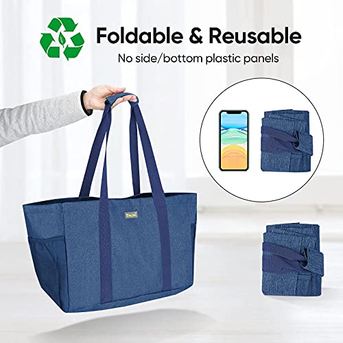 BALEINE Soft 9 Gallon Extra Large Utility Tote, Foldable Reusable Storage Bag (Denim Blue) - color: Denim Blue, size: 1-Pack