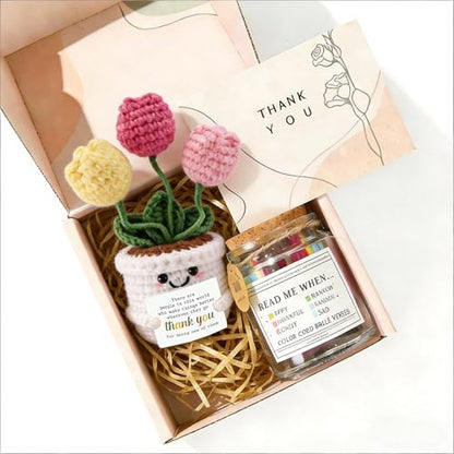 RainVibe Inspirational Bible Verse Jar with Tulip Crochet Doll - 96 Prayer Cards for Mom, Women, Teens | Christian Home Decor & Spiritual Encouragement - style: Tulip