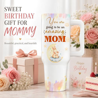 Gifts for New Mom, Push Presents for New Mom Tumbler 40oz with Handle and Straw, Birthday Gifts for Expecting Moms, Mommy To Be, Pregnancy Moms, 1st Time Mommy - color: New Mom