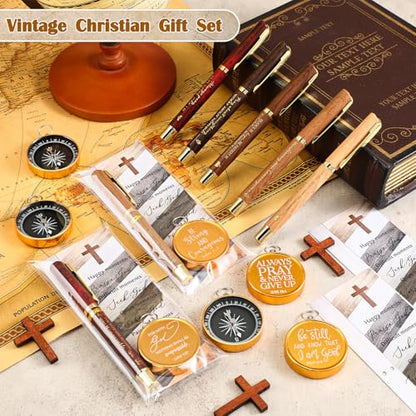 Spakon Christian Gifts, Compass Pen Bookmark Bible Verse - style: Natural
