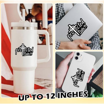 3 Pcs Protected Sticker Cross Christian Psalm Religious Jesus Bible Verse Faith Waterproof Vinyl Decal for Water Bottle Tumbler Hard Hat Helmet Car Laptop Gift 2 Inches - color: 2 Inches