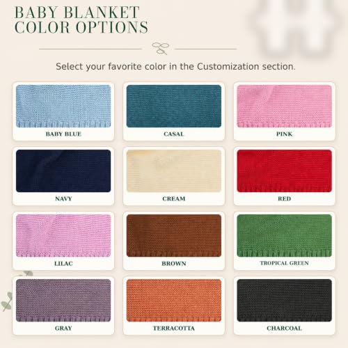 Personalized Baby Blanket with Name, GOTS Organic Custom Baby Blanket