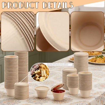 Vmiapxo 100-Pack 4 oz Disposable Paper Cups with Lids, Brown - color: Brown