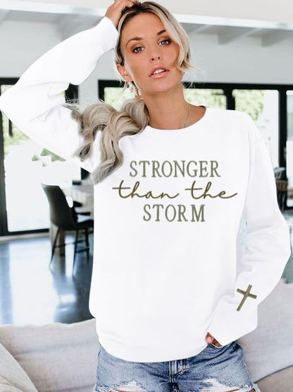 Christian Sweatshirt Women Bible Verse Pullover Religious Faithful Shirt - color: White-stronger, size: X-Large