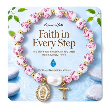 Holy Water Bracelet for Women,Religious Christian FaithJewelry - color: Purple