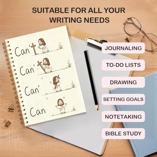 Inspirational Christian Jesus Cross Spiral Notebook 5.5x8.3 Inch, Cute Funny Can't Can Faith Lined Journal for School Work, Cute Religious Gifts for Women Teen Girls - color: Christian