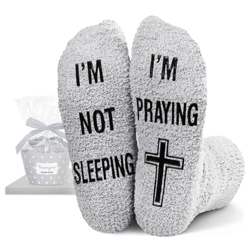 HAPPYPOP Christian Gifts Ideas - Jesus Faith Serenity Prayer Socks Easter, Religious - color: Praying Grey