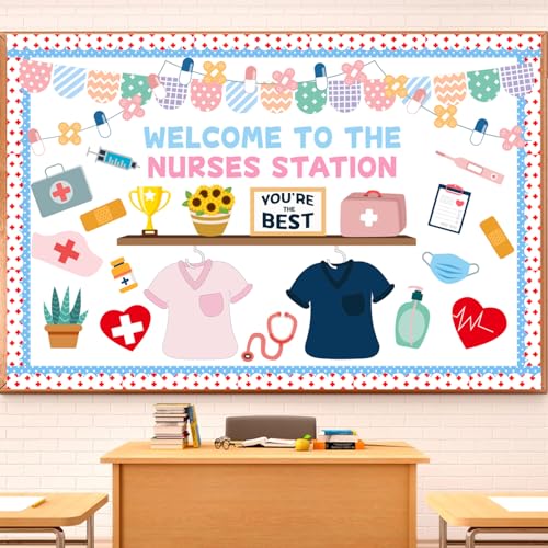 School Nurse Bulletin Board Decorations Set School Nurse Office Decor 79Pcs - color: Nurses
