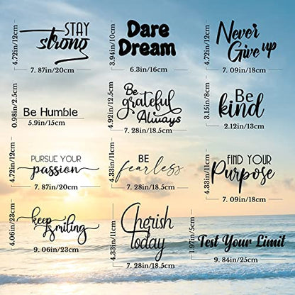 Fumete 12 Pcs Inspirational Vinyl Wall Decals,Motivational Quotes Stickers