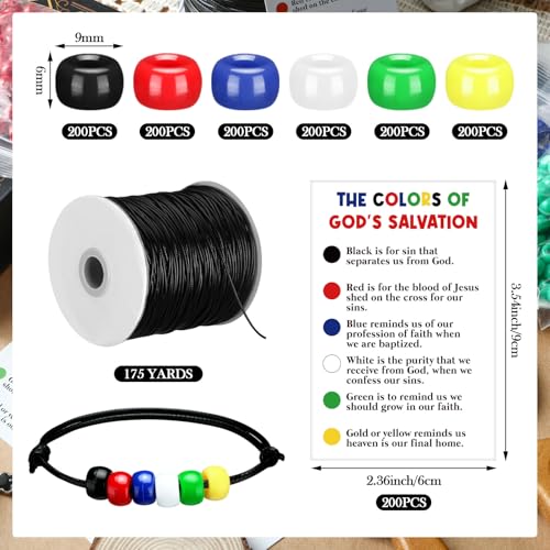 Tondiamo 1200 Pcs Plan of Salvation Bracelet Kit Gospel Bead Bracelet Bulk