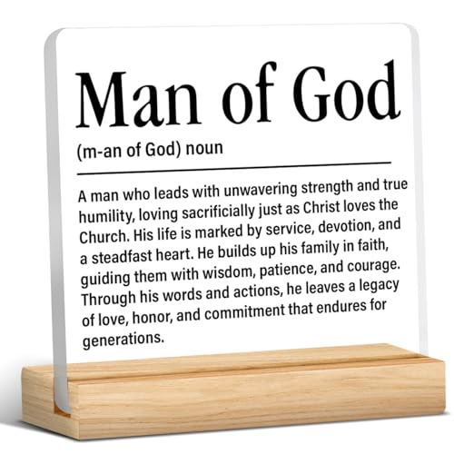 Man of God Gifts for Men, Christian Gifts Acrylic Desk Sign - color: M60A10