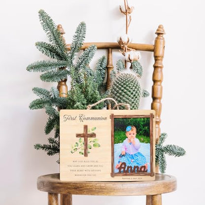 Personalized Baptism Gifts For Boys And Girls, Customized Picture Frames For Baby, Customizable First Confirmation Gifts, Personalizable Christening Wooden Picture Frames 4x6 Photo