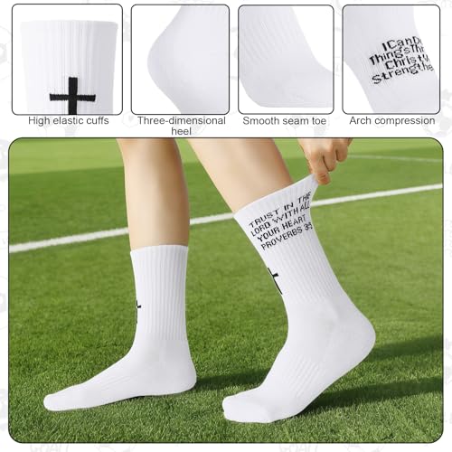 4 Pairs Christian Cross Socks Prayer Religious Socks - color: Black, White