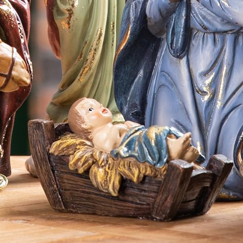 Glitzhome Nativity Set nacimiento de Jesus para Navidad Sets of 12 Nativity Figurines Sets for Christmas Indoor 10" H, Resin Xmas Nativity Statues Collectibles Figurines Xmas Nativity Scene Figures - color: Nativity Figurine Sets