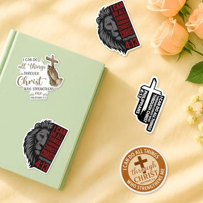 4 Pcs Christian Stickers - Bible Verse Waterproof Vinyl Decals - color: Bible Verse Christian Stickers