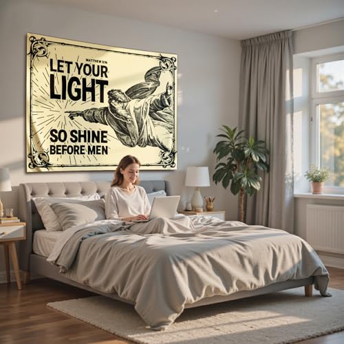 NIPINUS Christian Wall Tapestry with Bible Verses - Matthew 5:16, Large tapestry wall hanging,Retro Motivational Flags Tapestry for Bedroom, Dorm, Living Room Decor Wall Art, 50×60 inches - color: Matthew 5:16