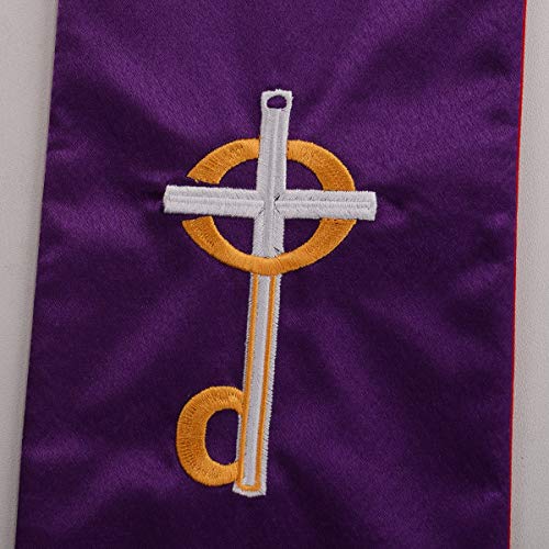 BLESSUME Church Clergy Pastor Reversible Stole - color: Purple and Red