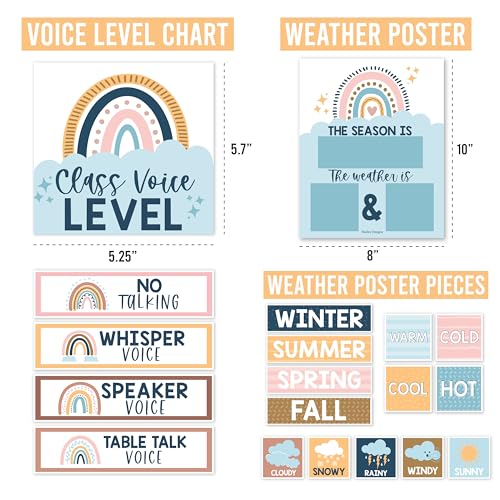 Classroom Calendar Set Bulletin Board Decorations, 98pc School Calendar Set - color: Boho Classic