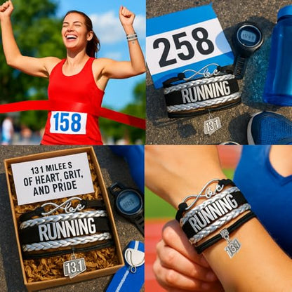 Infinity Collection Running Gifts- Runner Bracelet, Jewelry, Adjustable Charm Bracelet- Perfect Cross Country, Track, Marathon Gifts … - color: 13.1