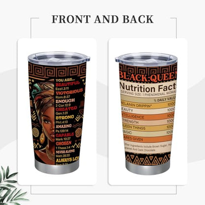 Christian Gifts for Women Faith Tumbler 20oz, African American Black Women Inspirational Religious Stainless Steel Travel Mug, Spiritual Bible Prayer Birthday Gift - color: Brown-Christian