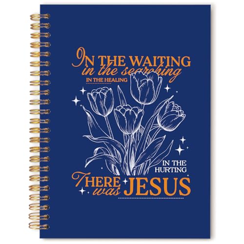 Navy Blue Tulip Floral Christian Notebook Journal, Christian Gifts for Women, Religious Faith Jesus Spiral Hardcover Notebook Journal for School Office Work, 5.5x8.3 Inch - color: Navy Floral Bible