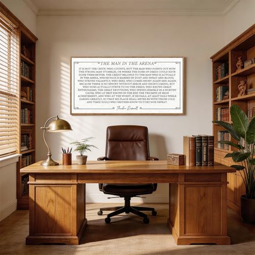 Aurlan The Man In The Arena Framed Canvas Wall Art 40x20 Inch - color: The Man In The Arena (White), size: 40"L x 20"W