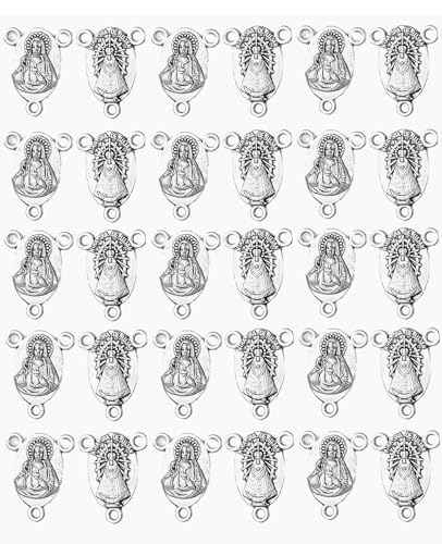COTTVOTT St Benedict,Our Lady of Guadalupe Medal for DIY Jewelry Making,Virgin Mary Christ Jesus Rosary Center Connection Part - color: 30pcs-sacred heart of jesus