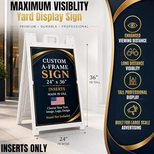 Custom Sandwich Board Signs Outdoor Waterproof A-Frame Signs Printed in USA - color: A-Frame Inserts
