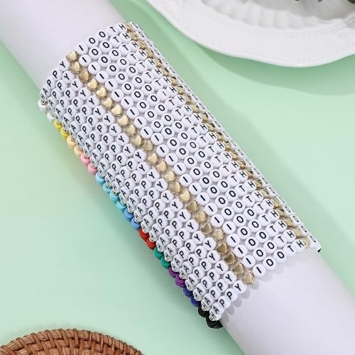 24Pcs Jesus Loves You Bracelets Bulk Handmade Clay Beads Bible Verse Bracelets Christian Friendship Jewelry Christmas Easter Gifts for Women Teen - color: Happy 24-9