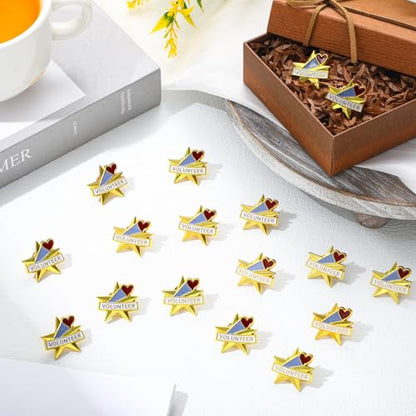 Tondiamo 50 Pcs Volunteer Awards Gifts Star Bulk Lapel Pins Christmas Recognition Star Pins Reward