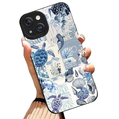 Aesthetics Collage Sea Turtles Phone Case for iPhone 14 Case Summer Beach Pattern Shockproof Soft Protective for Women Men Phone Cover Funda for iPhone 14 6.1 Inch - color: Turtle, size: for iPhone 14