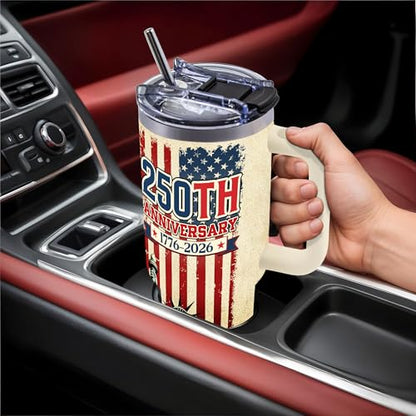 250th Anniversary America Commemorative 40oz Tumbler With Handle - color: 250th-White