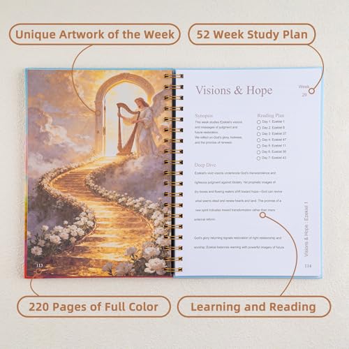 A Journey Through Scripture — A 52-Week Bible Study & Daily Reading Plan, Spiritual Companion & Journal for Women & Teens, Christian Gifts and Bible Study Supplies, Hardcover Spiral-Bound Book(6.9" x 9.8")Paper Notebooks