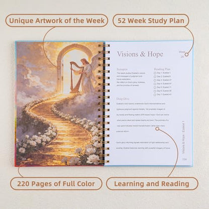 A Journey Through Scripture — A 52-Week Bible Study & Daily Reading Plan, Spiritual Companion & Journal for Women & Teens, Christian Gifts and Bible Study Supplies, Hardcover Spiral-Bound Book(6.9" x 9.8")Paper Notebooks