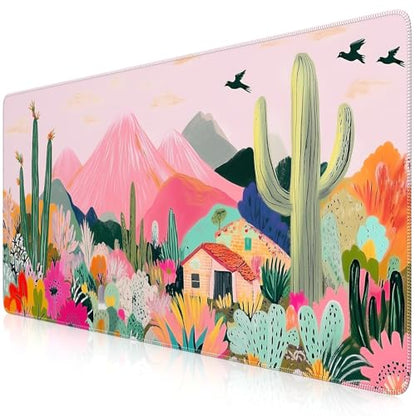 iCasso Desk Mat,Cute Mouse Pad for Desk,35"x16",Home Office, Cactus - color: A-cactus