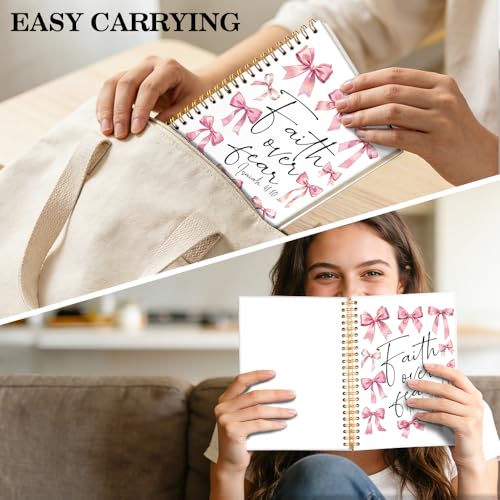ERHACHAIJIA Funny Faith Over Fear Christian Hardcover Lined Spiral Notebook - color: White-Watercolor pink