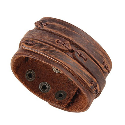 GelConnie Punk Leather Cuff Bracelet Adjustable Straps Wrap Bracelets Arm Armor Cuff Gothic Leather Wristbands for Men, Women - color: Style LPB005