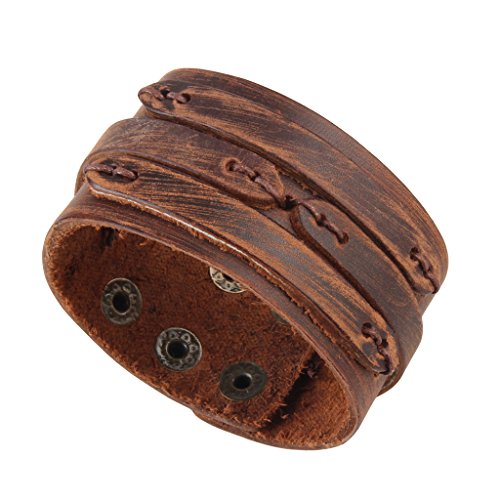 GelConnie Punk Leather Cuff Bracelet Adjustable Straps Wrap Bracelets Arm Armor Cuff Gothic Leather Wristbands for Men, Women - color: Style LPB005